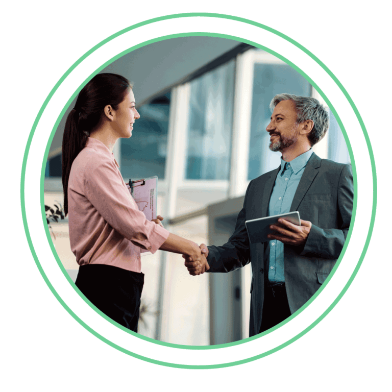 investor relations software altvia ringed circle depicting business man shaking hands with investor